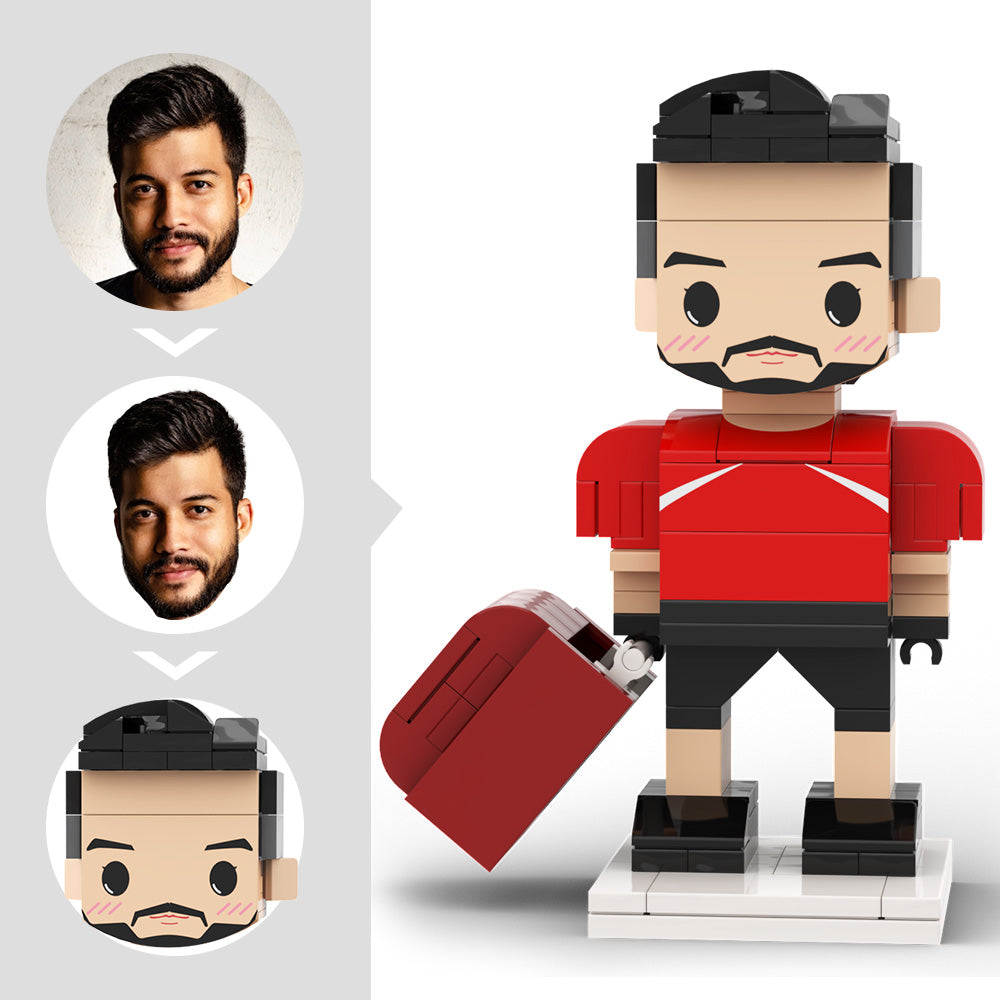 Customized Head Brick Figure American Football Player Holding Helmets Ready to Participate in The Game Occupational Gift