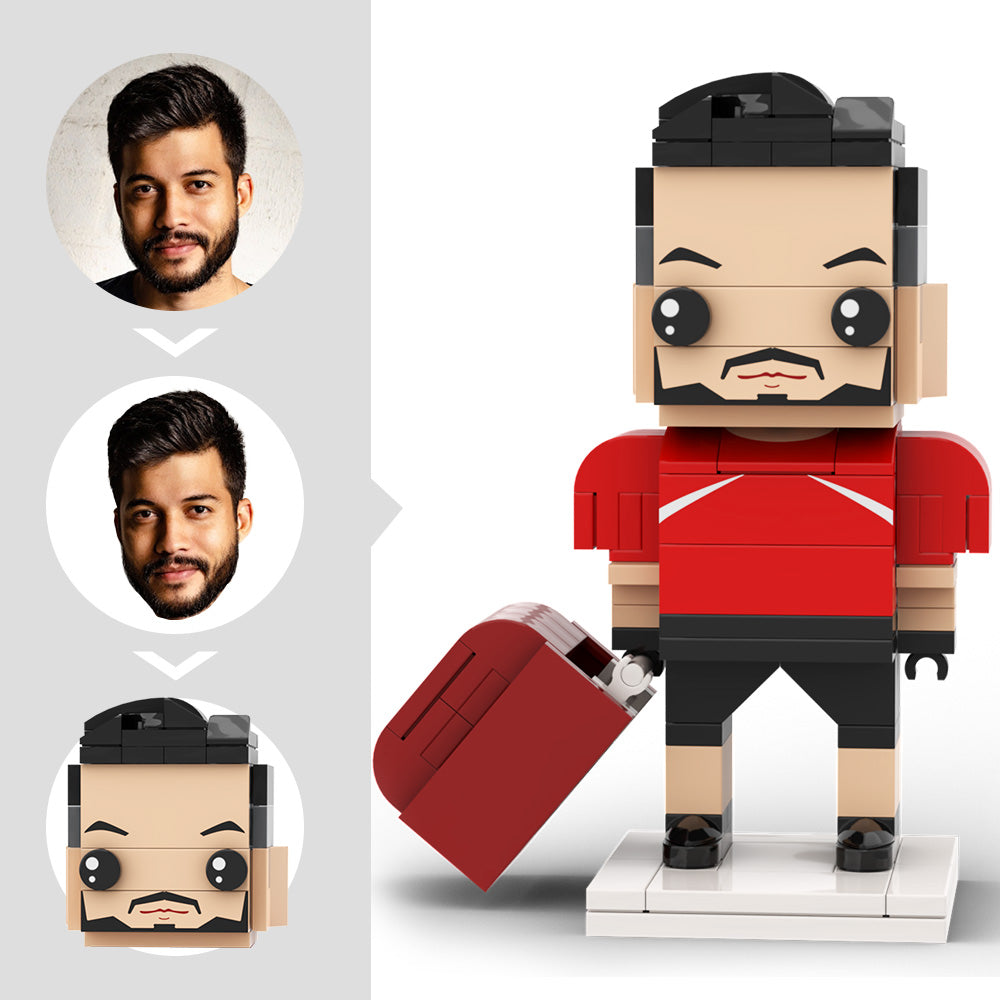 Customized Head Brick Figure American Football Player Holding Helmets Ready to Participate in The Game Occupational Gift