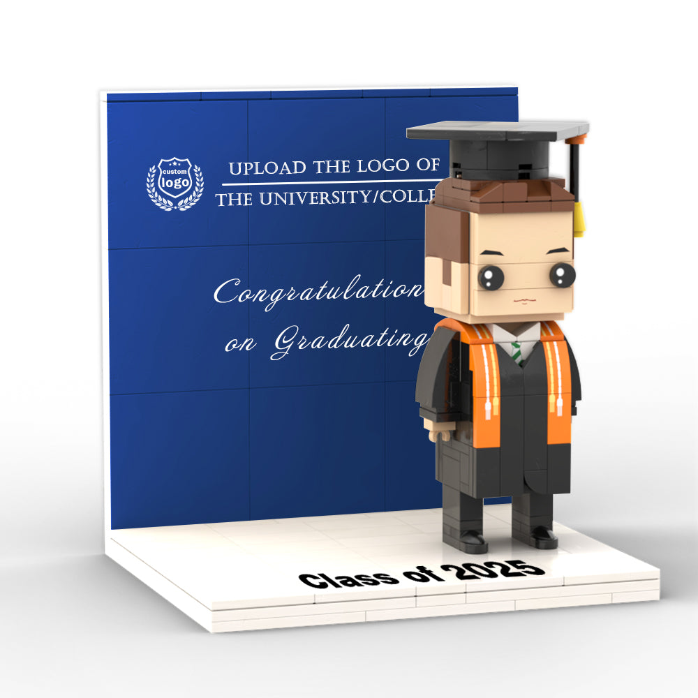 Graduation Gift Custom Brick Figure with Display Panel Full Body Customizable 1 Person Gift For Him/Her