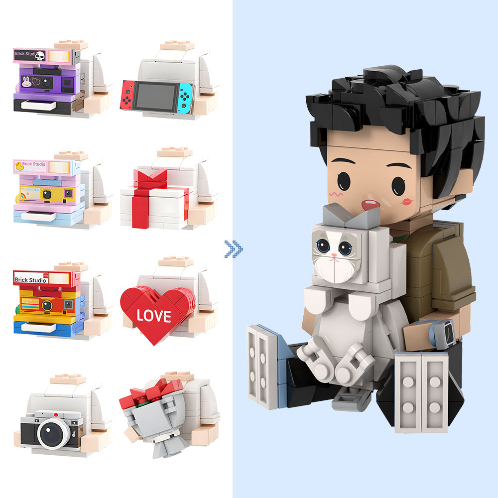 Custom Cute Brick Figures Personalized Sitting Brick Figures Universal Interlocking Plastic Toy Christmas Gift Ideas For 10 Year Old Boy
