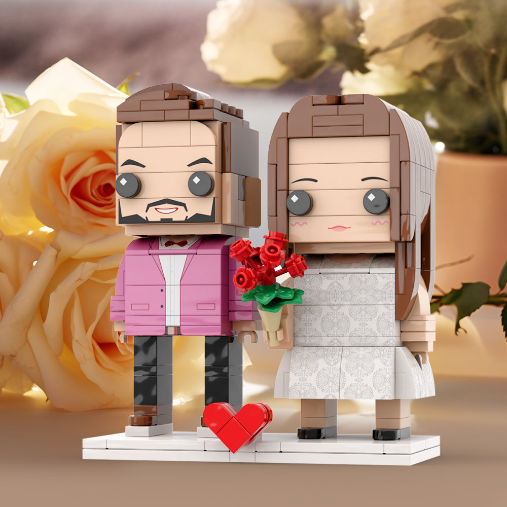 Couple Gift Present For Love Birds Customizable Fully Body 2 People Custom Brick Figures Universal Interlocking Plastic Toy Gift to Remember