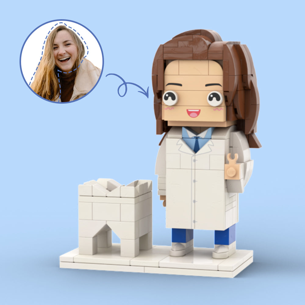 Cardiologist Holding Red Heart Customized Head Brick Figure with Engraved Text Doctors' Day Gift Occupational Gift
