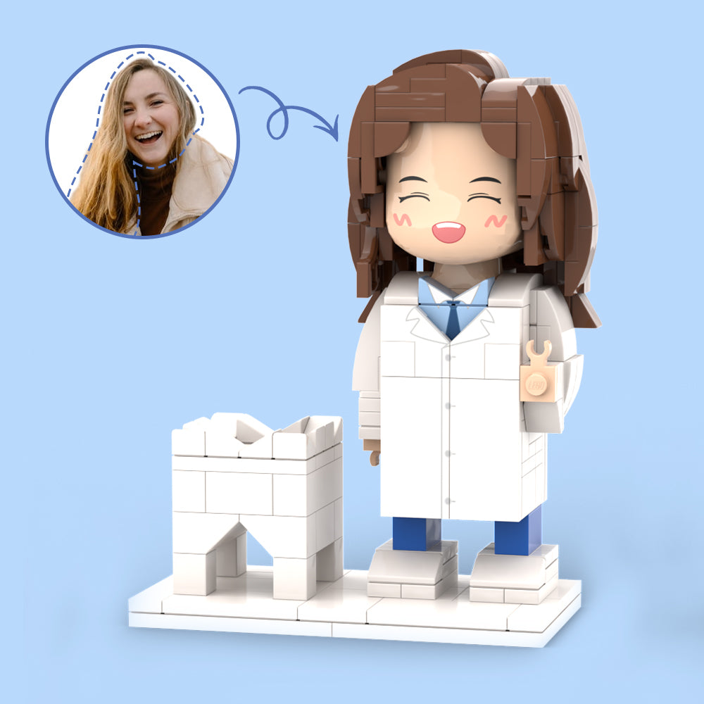 Cardiologist Holding Red Heart Customized Head Brick Figure with Engraved Text Doctors' Day Gift Occupational Gift