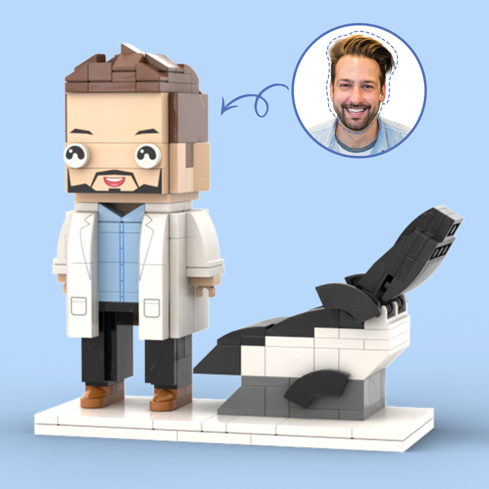 Cardiologist Holding Red Heart Customized Head Brick Figure with Engraved Text Doctors' Day Gift Occupational Gift