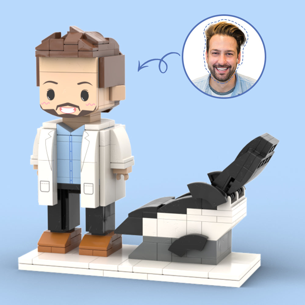 Cardiologist Holding Red Heart Customized Head Brick Figure with Engraved Text Doctors' Day Gift Occupational Gift
