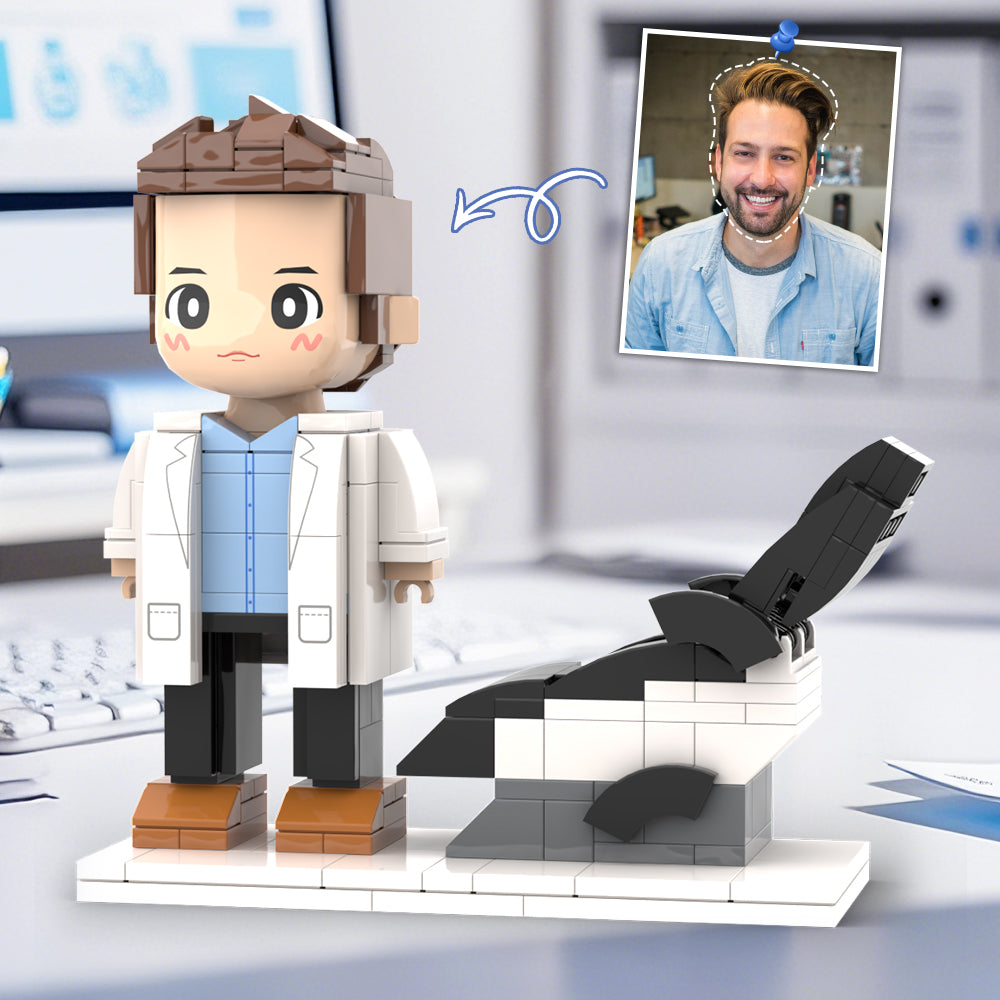 Cardiologist Holding Red Heart Customized Head Brick Figure with Engraved Text Doctors' Day Gift Occupational Gift