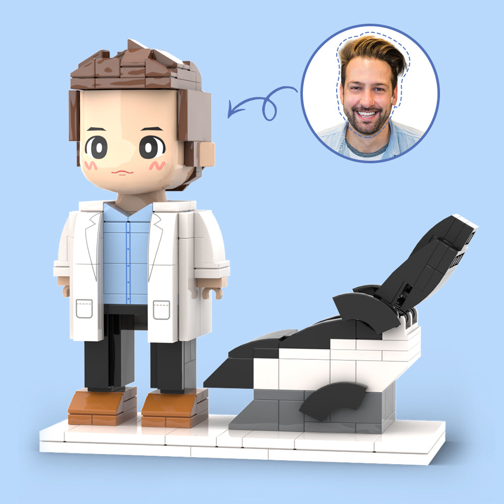 Cardiologist Holding Red Heart Customized Head Brick Figure with Engraved Text Doctors' Day Gift Occupational Gift