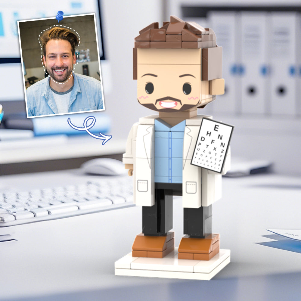 Doctors' Day Gift Physician Student in Surgical Gown Customized Head Brick Figure with Engraved Text Occupational Gift