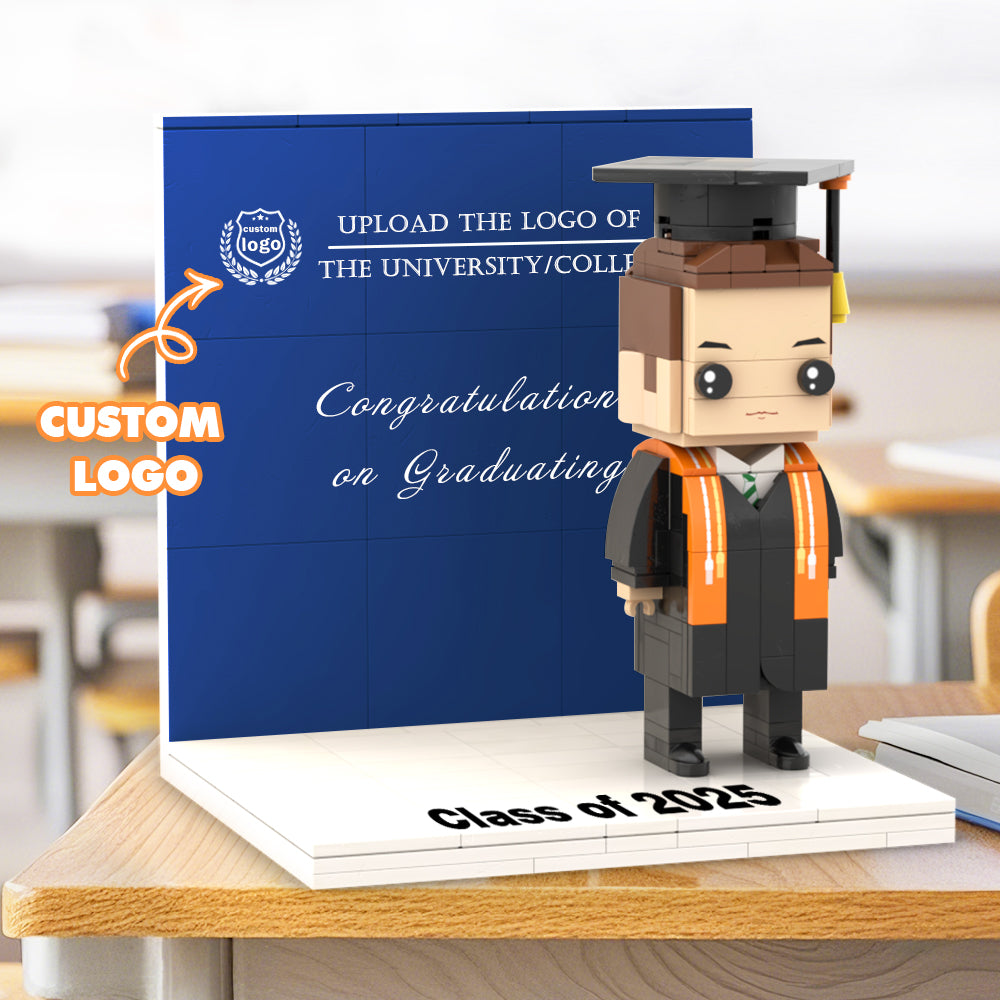 Graduation Gift Custom Brick Figure with Display Panel Full Body Customizable 1 Person Gift For Him/Her