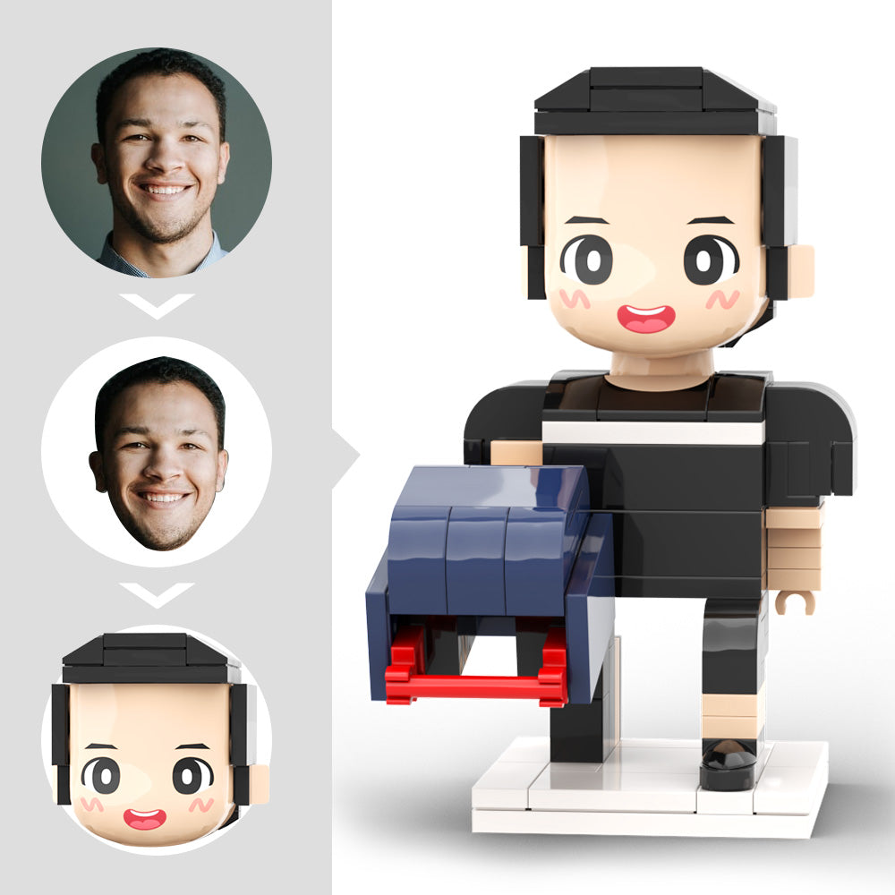 Customized Head Brick Figure American Football Player Holding Helmets Ready to Participate in The Game Occupational Gift