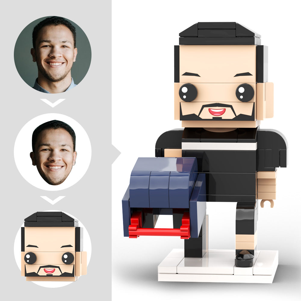 Customized Head Brick Figure American Football Player Holding Helmets Ready to Participate in The Game Occupational Gift