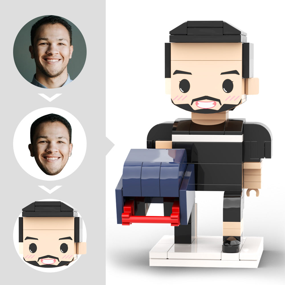 Customized Head Brick Figure American Football Player Holding Helmets Ready to Participate in The Game Occupational Gift