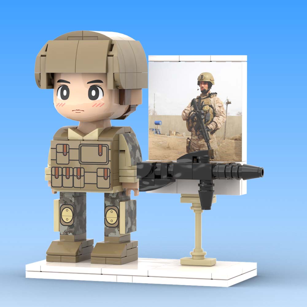 Gift for Soldier Customizable 1 Person Full Body Custom Brick Figures Occupational Gift