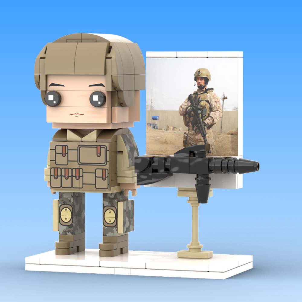 Gift for Soldier Customizable 1 Person Full Body Custom Brick Figures Occupational Gift
