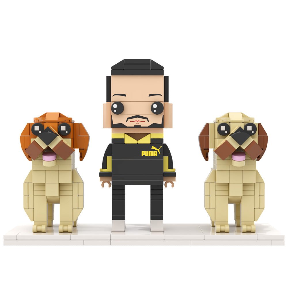 Personalized 1 People Fully Body People With Dog and Cat Pets Family Gifts