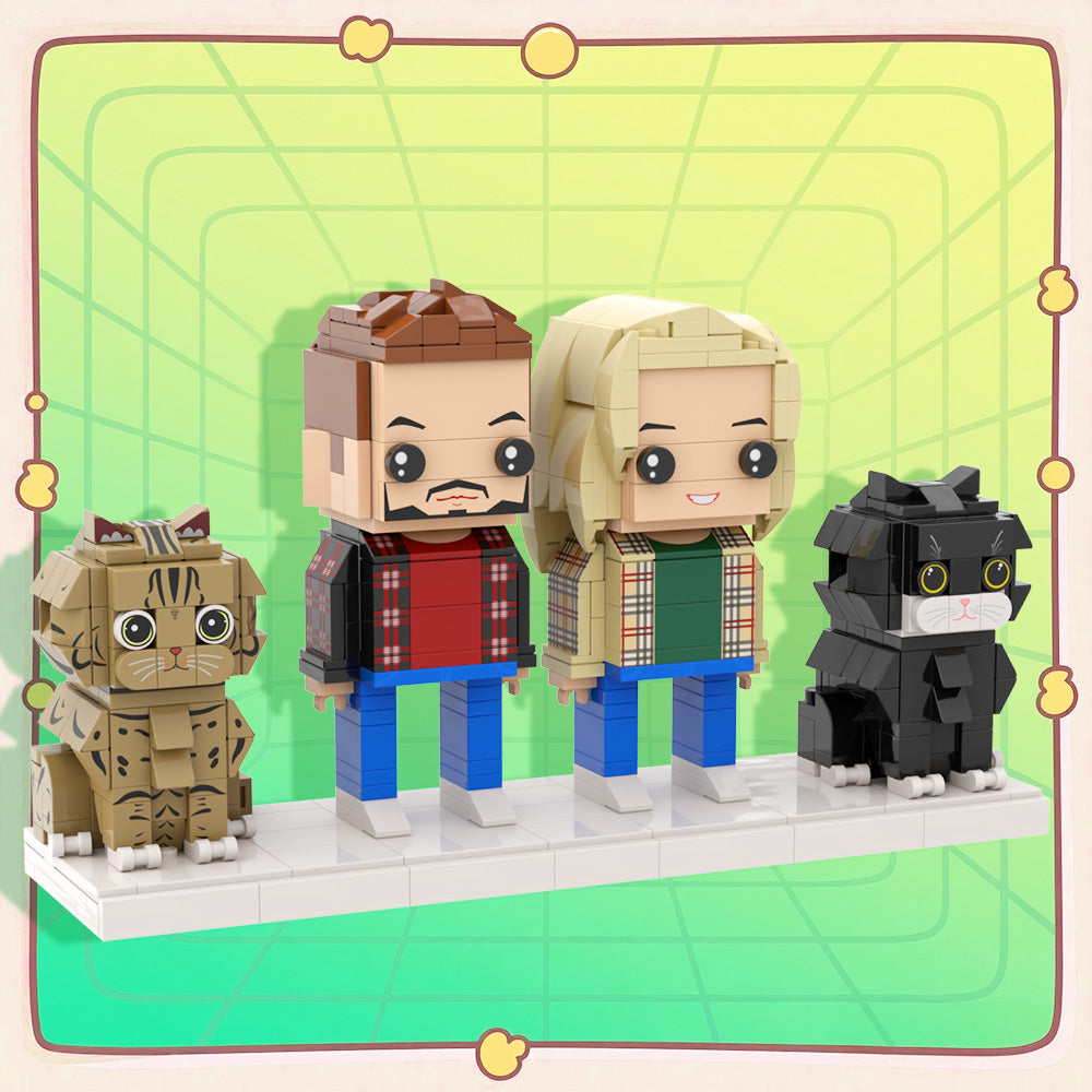 Personalized 1 People Fully Body People With Dog and Cat Pets Family Gifts
