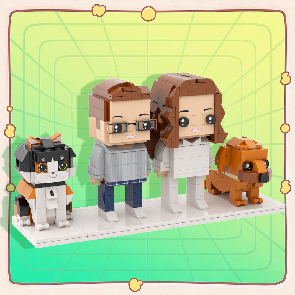 Personalized 1 People Fully Body People With Dog and Cat Pets Family Gifts