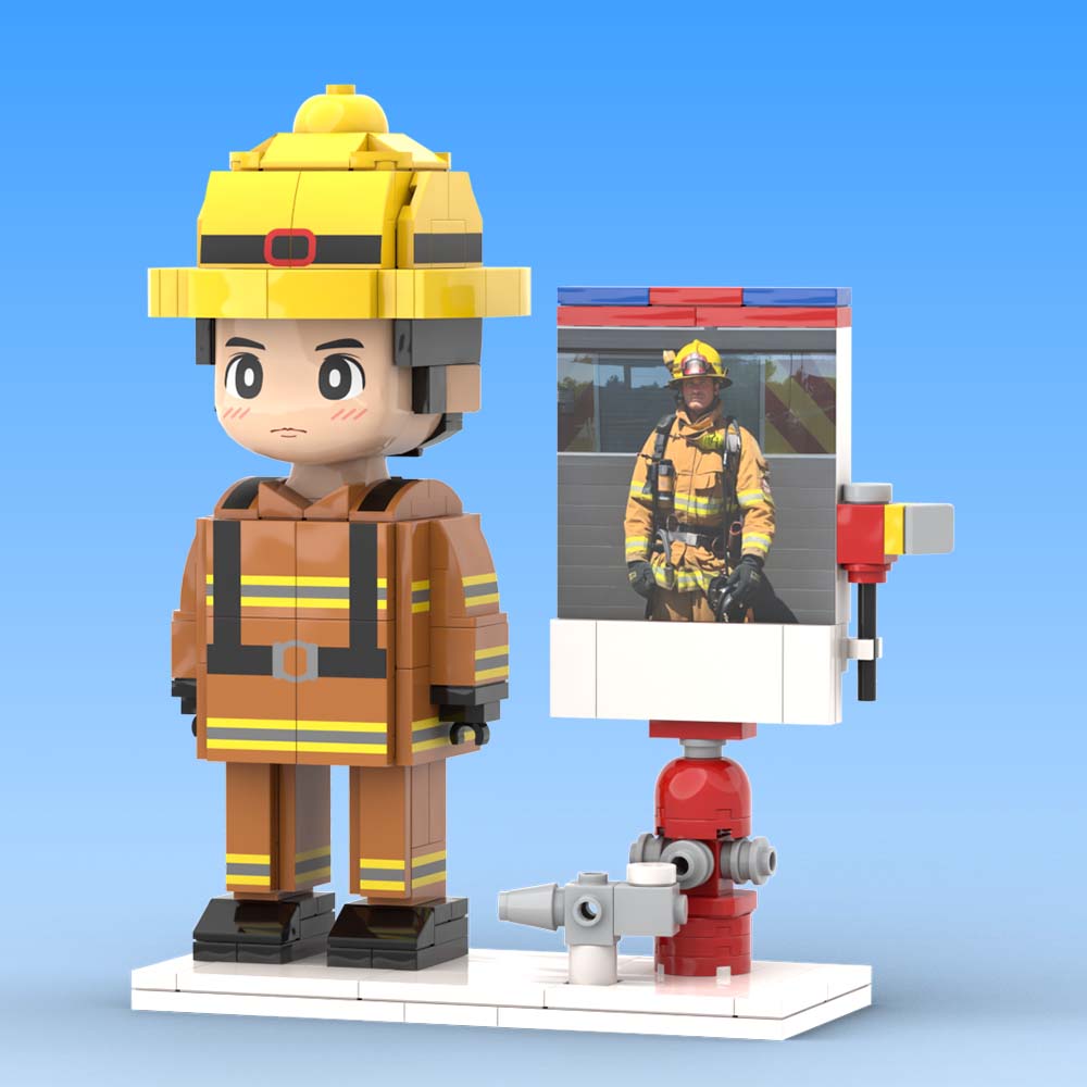 Firefighter Gift Customizable 1 Person Gift Full Body Custom Brick Figures Occupational Gift