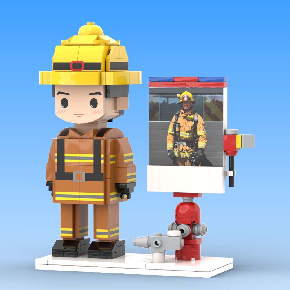 Firefighter Gift Customizable 1 Person Gift Full Body Custom Brick Figures Occupational Gift