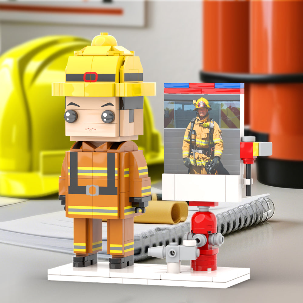 Firefighter Gift Customizable 1 Person Gift Full Body Custom Brick Figures Occupational Gift