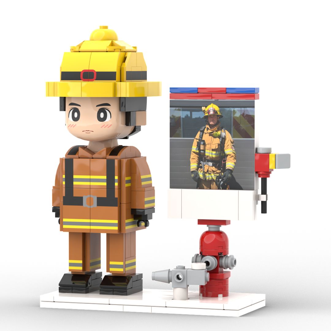 Firefighter Gift Customizable 1 Person Gift Full Body Custom Brick Figures Occupational Gift