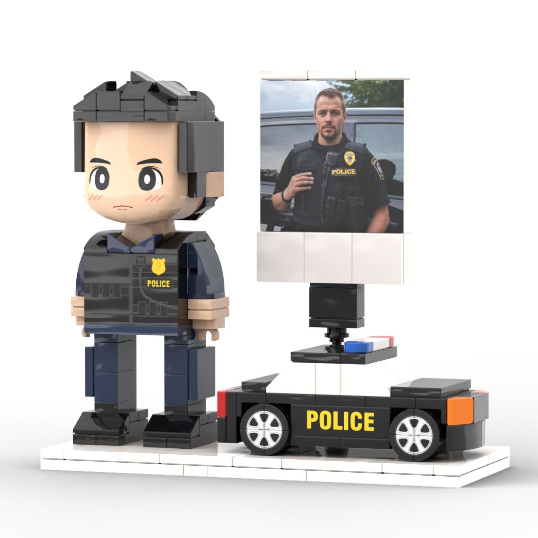 Gift for Police Customizable 1 Person Gift Full Body Custom Brick Figures Occupational Gift