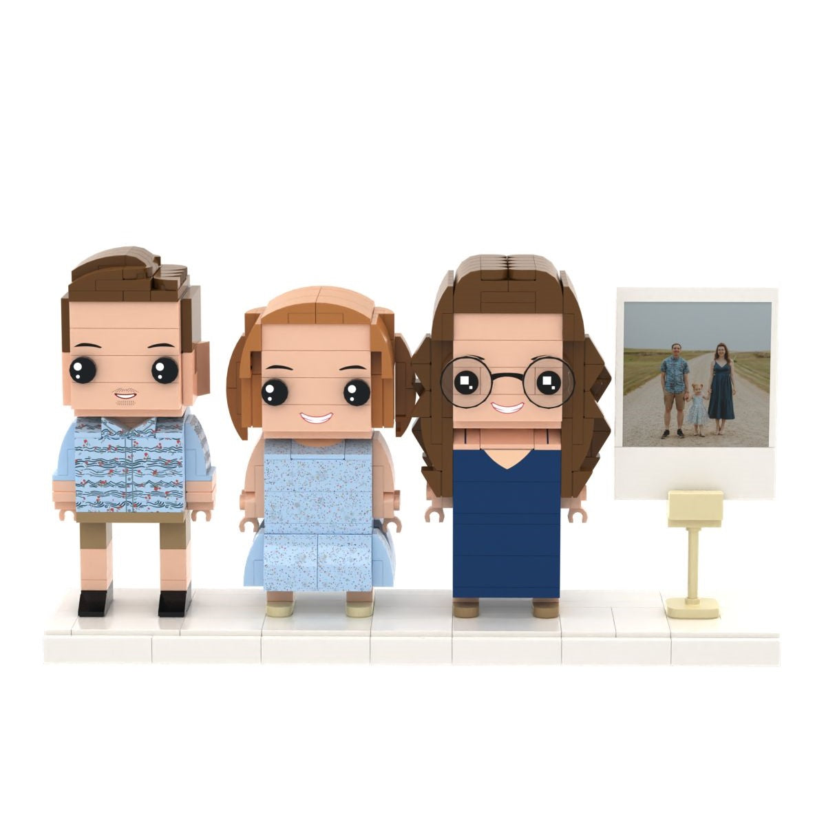 Gift For Dad Full Body Customizable 3 People Photo Frame Custom Brick Figures Universal Interlocking Plastic Toy Perfect Christmas Gifts for Family