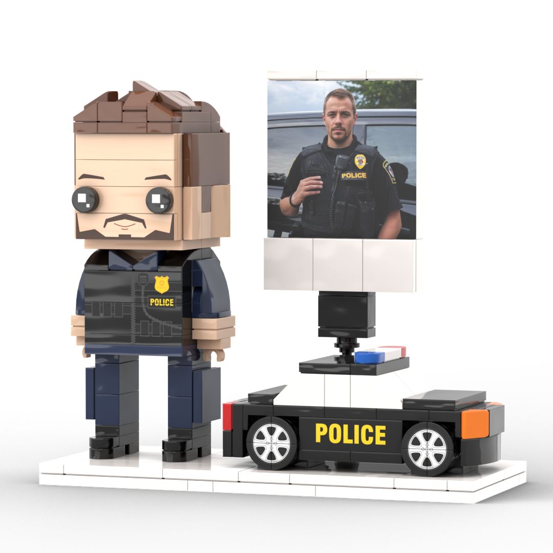 Gift for Police Customizable 1 Person Gift Full Body Custom Brick Figures Occupational Gift