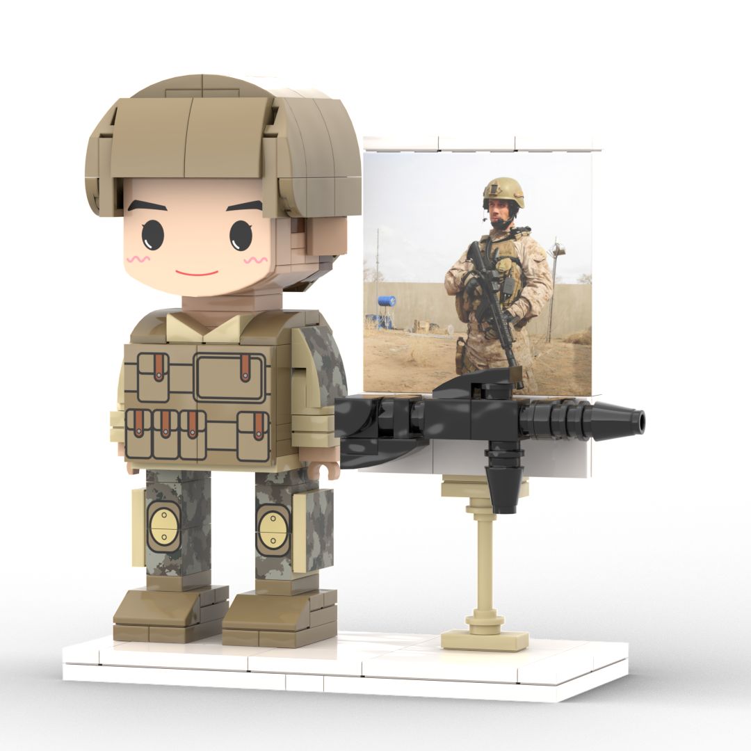Gift for Soldier Customizable 1 Person Full Body Custom Brick Figures Occupational Gift