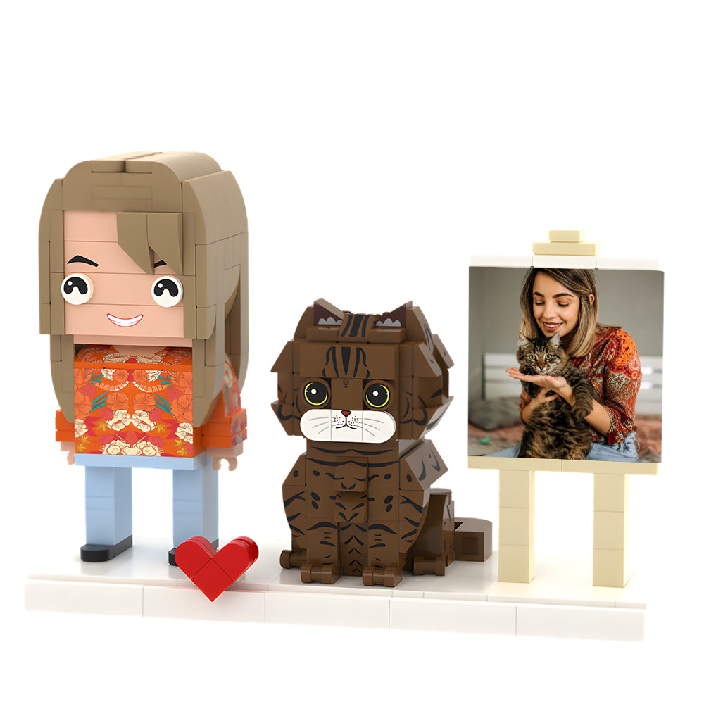 Persaonalized Cute Brick Figures Customizable Fully Body People With Dog