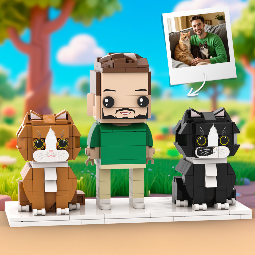Personalized 1 People Fully Body People With Dog and Cat Pets Family Gifts