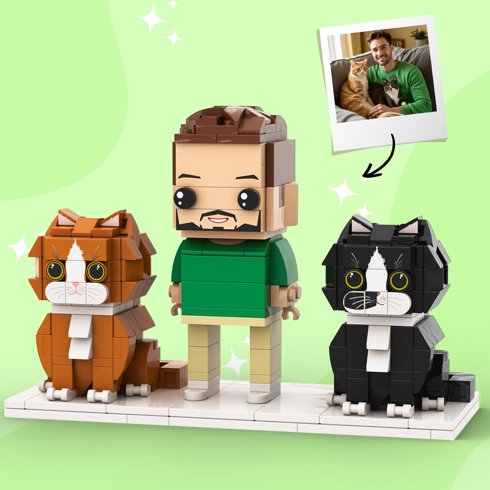 Personalized 1 People Fully Body People With Dog and Cat Pets Family Gifts