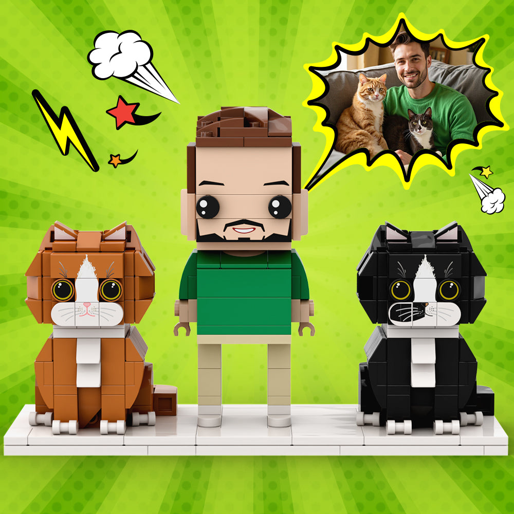 Personalized 1 People Fully Body People With Dog and Cat Pets Family Gifts
