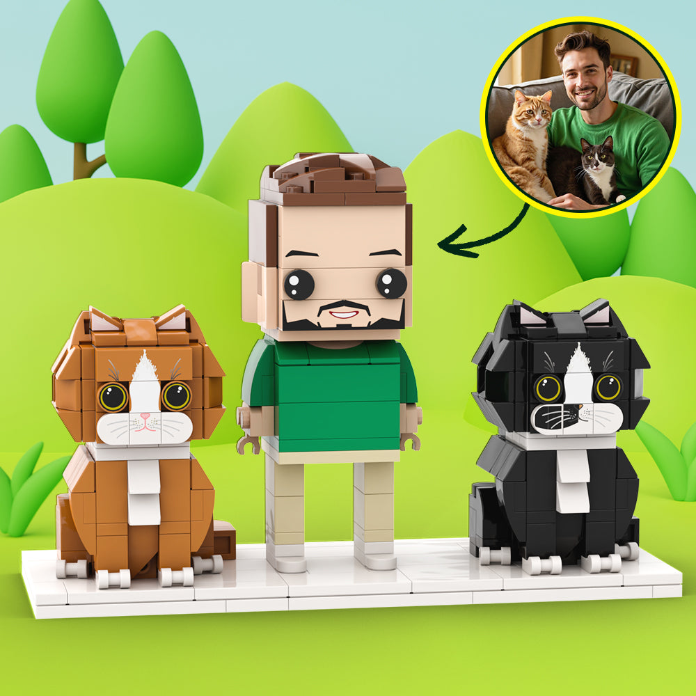 Personalized 1 People Fully Body People With Dog and Cat Pets Family Gifts