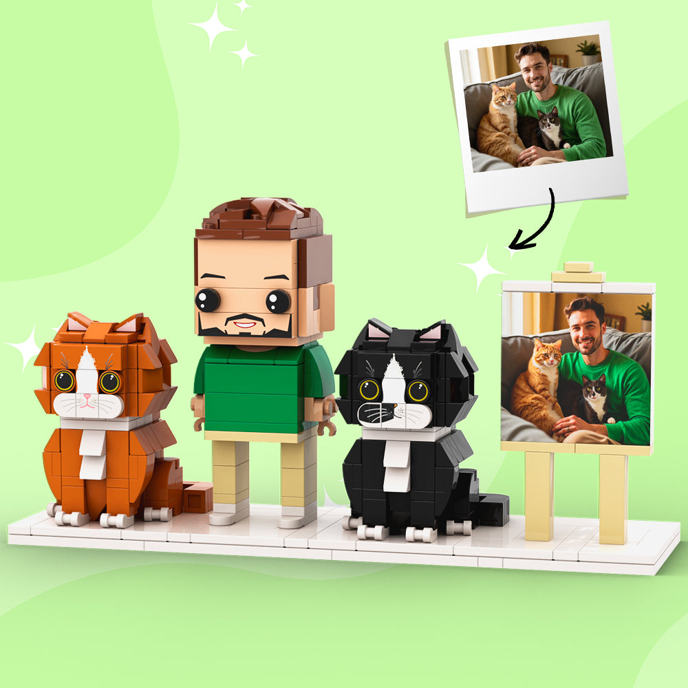 Personalized 1 People Fully Body People With Dog and Cat Pets Family Gifts