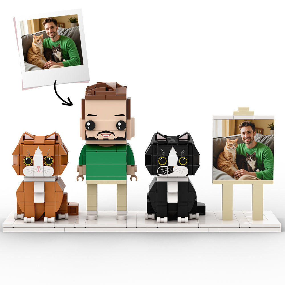 Personalized 1 People Fully Body People With Dog and Cat Pets Family Gifts
