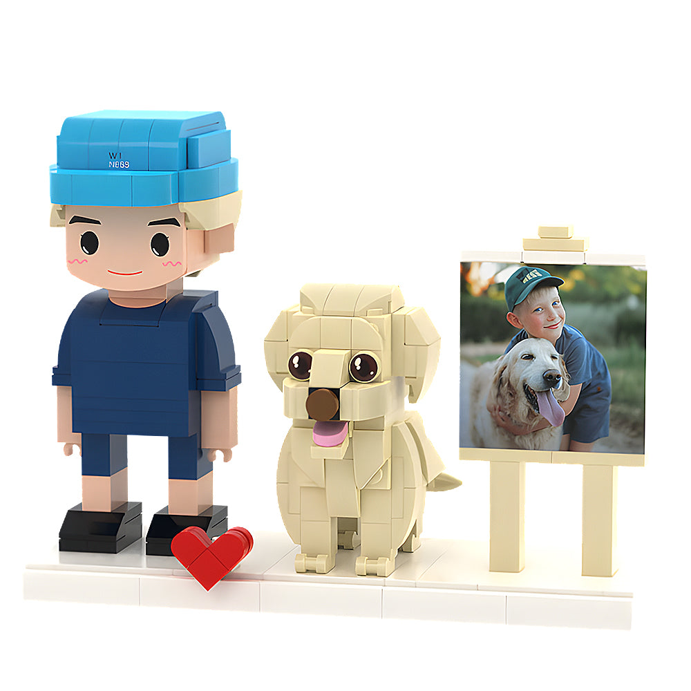 Persaonalized Cute Brick Figures Customizable Fully Body People With Dog