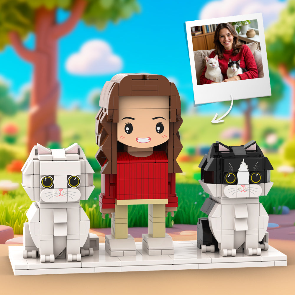 Personalized 1 People Fully Body People With Dog and Cat Pets Family Gifts