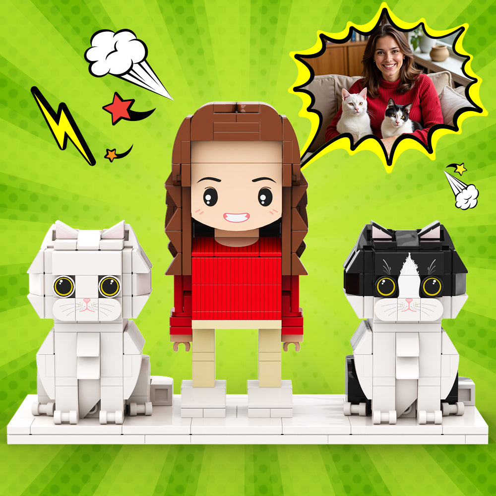 Personalized 1 People Fully Body People With Dog and Cat Pets Family Gifts