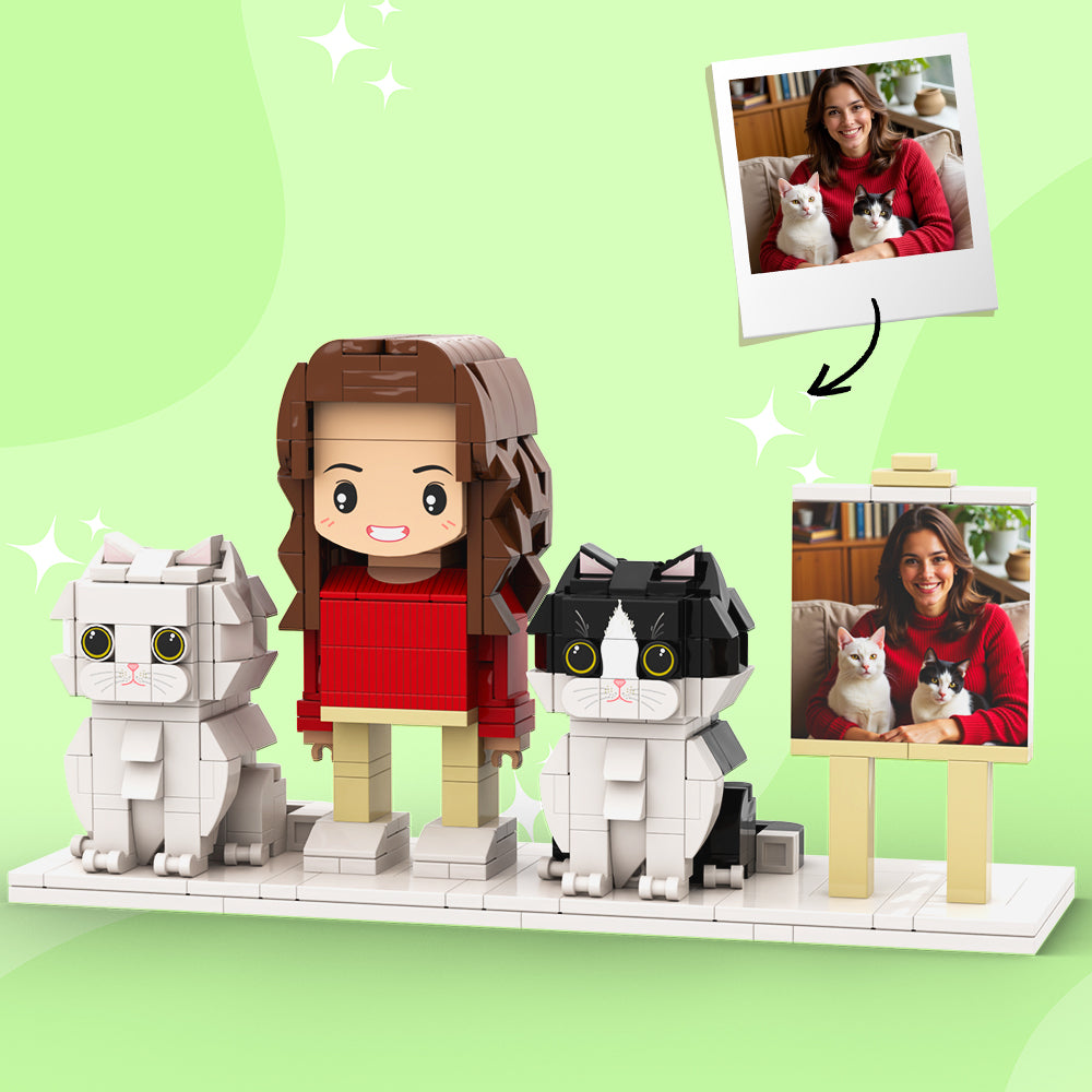 Personalized 1 People Fully Body People With Dog and Cat Pets Family Gifts