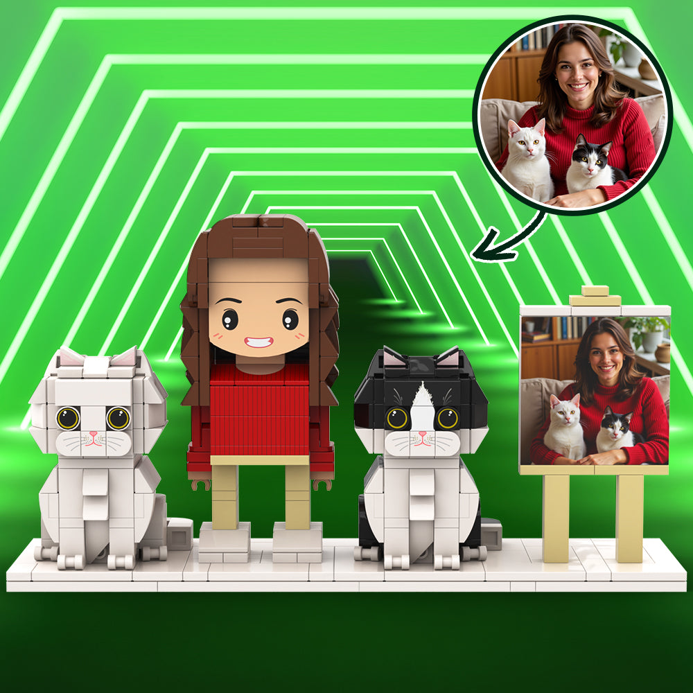 Personalized 1 People Fully Body People With Dog and Cat Pets Family Gifts