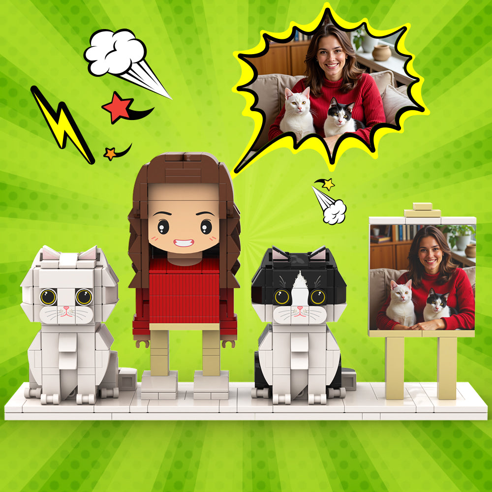 Personalized 1 People Fully Body People With Dog and Cat Pets Family Gifts