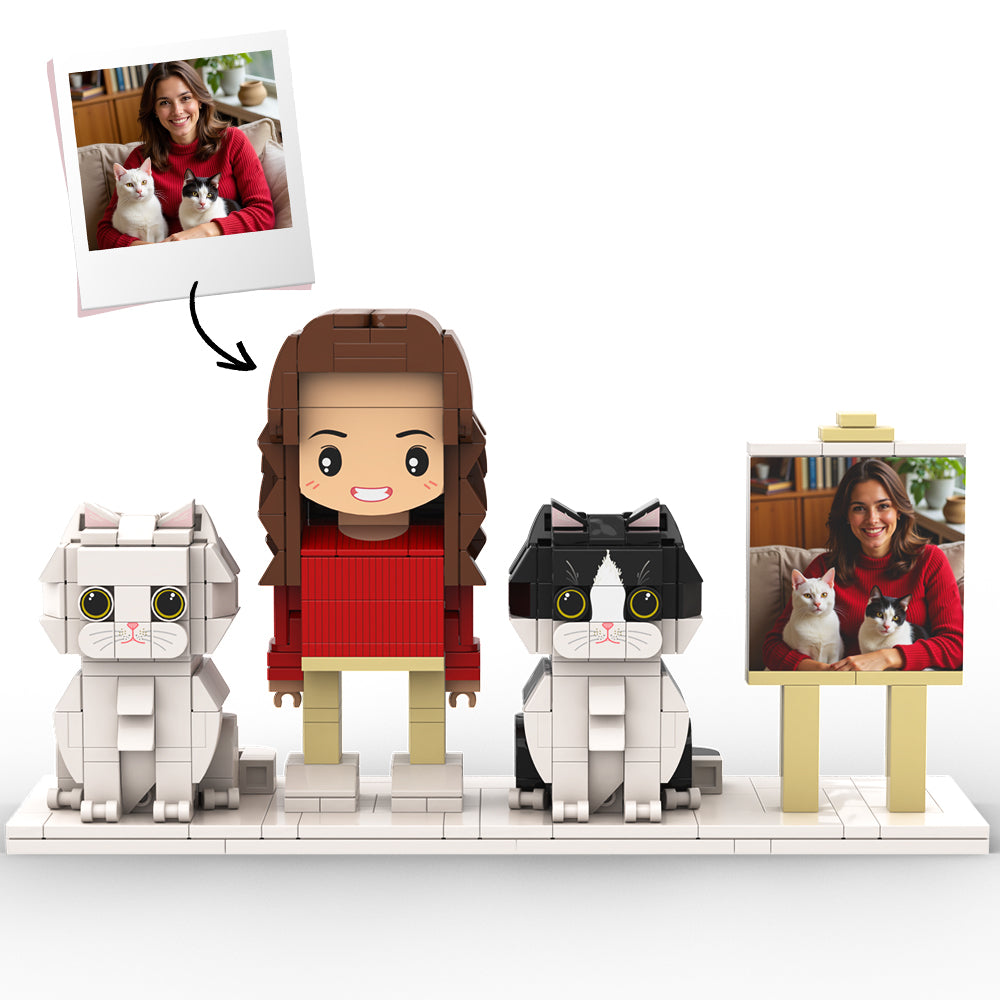 Personalized 1 People Fully Body People With Dog and Cat Pets Family Gifts