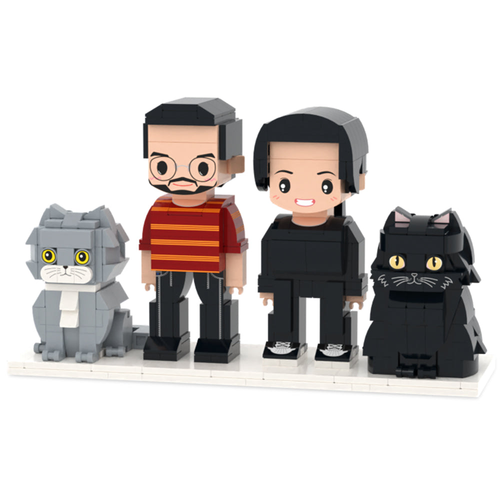 Personalized 1 People Fully Body People With Dog and Cat Pets Family Gifts