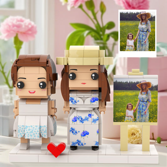 Mother and Daughter Custom Brick Figures Perfect Gift for Mother's Day Full Body 2 People