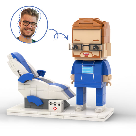 Doctors' Day Gift Male Dentist Customized Head Brick Figure with Engraved Text Occupational Gift