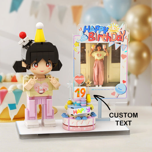 Birthday Girl Full Body Universal Interlocking Plastic Toy Customizable 1 Person Small Particle Block Toy Gift For Birthday