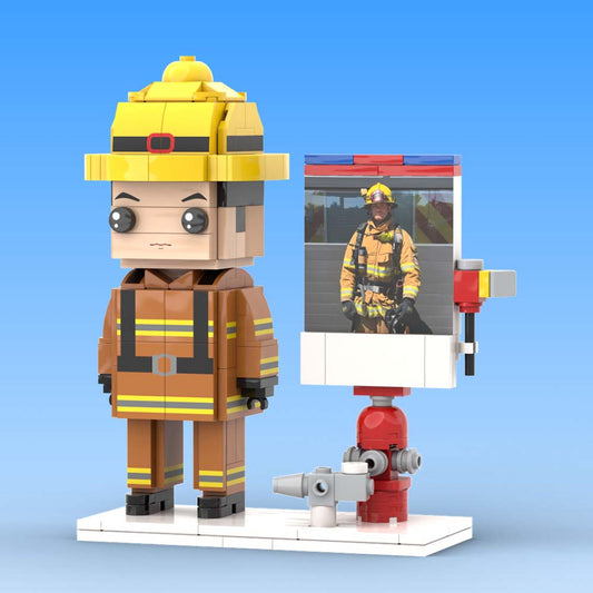 Firefighter Gift Customizable 1 Person Gift Full Body Custom Brick Figures Occupational Gift