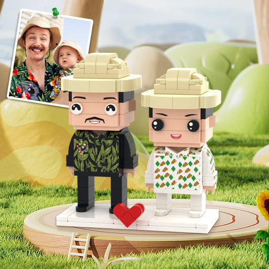Father and Cute Son Custom Brick Figures Perfect Gift for Father's Day Full Body 2 People